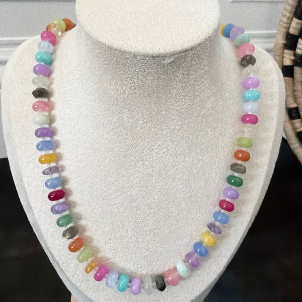 Second Bloom Studio Artisan Made Multi Gemstone Confetti Necklace 20.25" Rainbow